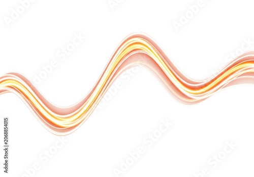 Abstract smooth orange wave light line effect on a simple flowing path for modern design projects isolated on transparent background