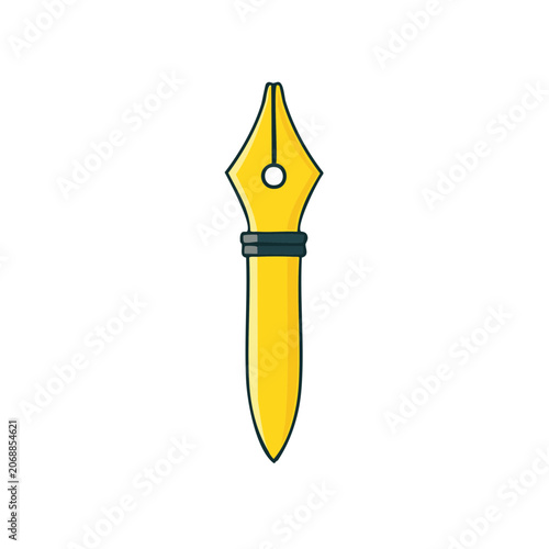 Yellow fountain pen nib isolated vector illustration