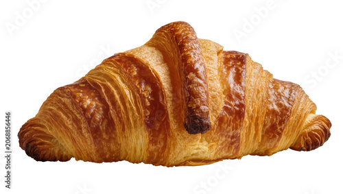 Photos Golden brown flaky croissant pastry with layers