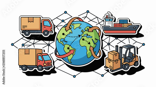 A colorful illustration of global shipping and logistics (3)