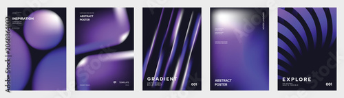Tableau sur toile Futuristic gradient poster vector collection