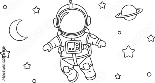 Fotografija Astronaut floating in space with celestial bodies