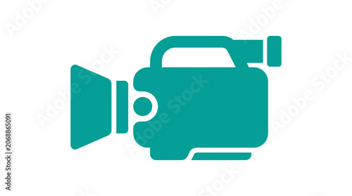 Teal video camera camcorder silhouette icon isolated on white background.