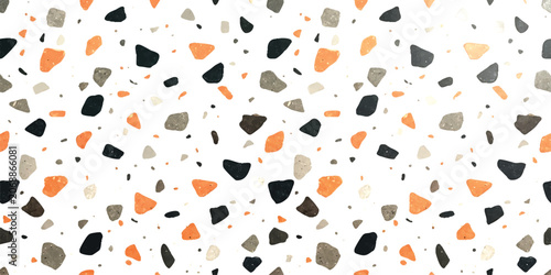 Foto Terrazzo pattern with scattered orange black and grey stone chips