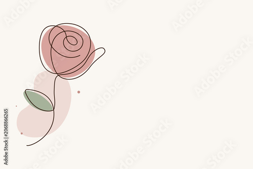 Modern Botanical Background with Rose, Elegant Feminine Design, Luxury Beauty Banner, Floral Branding Template