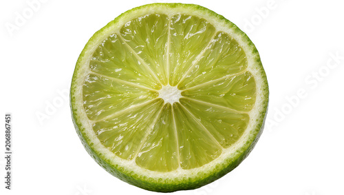 Cuadro en lienzo Fresh lime slice with vibrant green segments and white pith