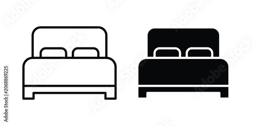 Foto Double bed icon line and glyph bundle