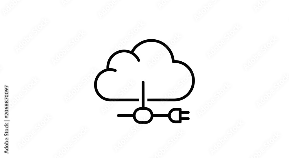 Obraz premium Cloud Computing Icon with Plug and Cable - Technology Concept