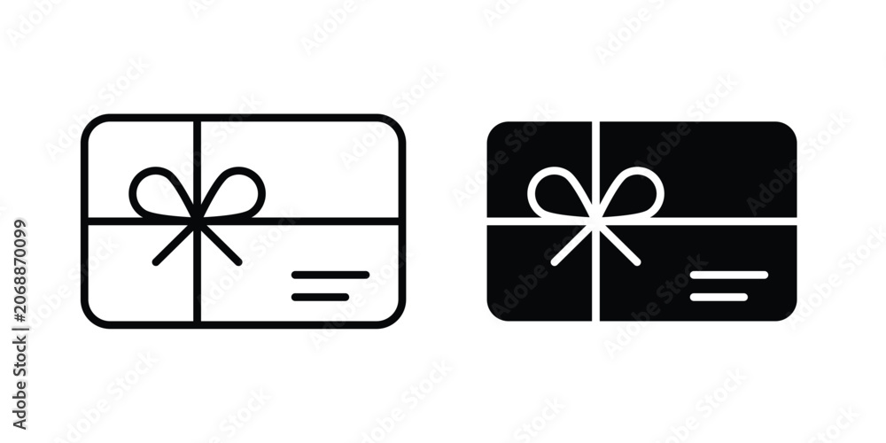 Fototapeta premium Gift voucher icon line and glyph bundle