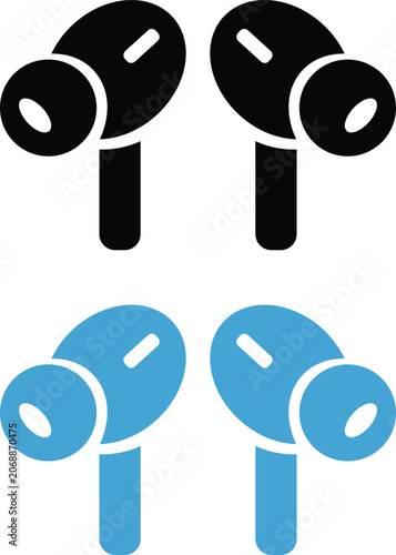 Wireless earbuds in black and blue colors