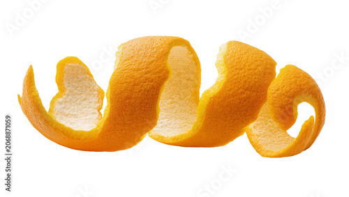 Obraz na plátně Orange peel spiral twist zest citrus fruit