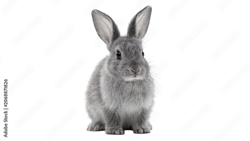Obraz premium Fluffy grey rabbit sitting