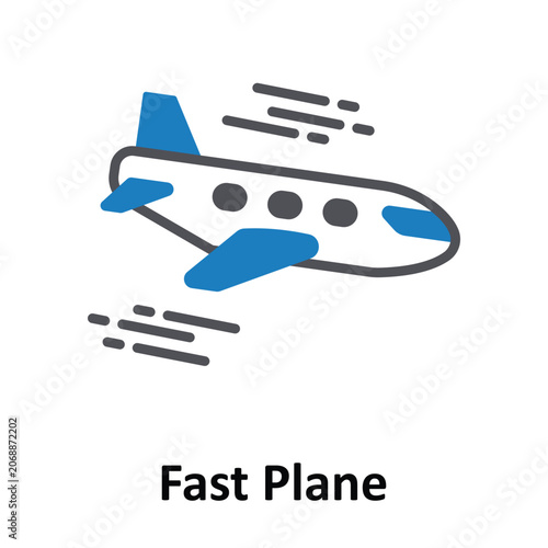 Fast Plane Vector Icon which can easily modify or edit