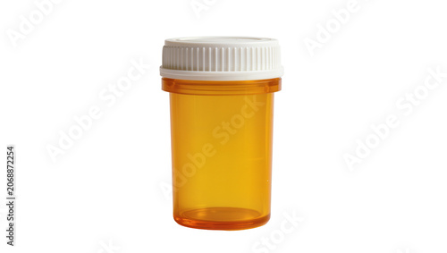 Fotografía Amber plastic prescription pill bottle with white screw cap