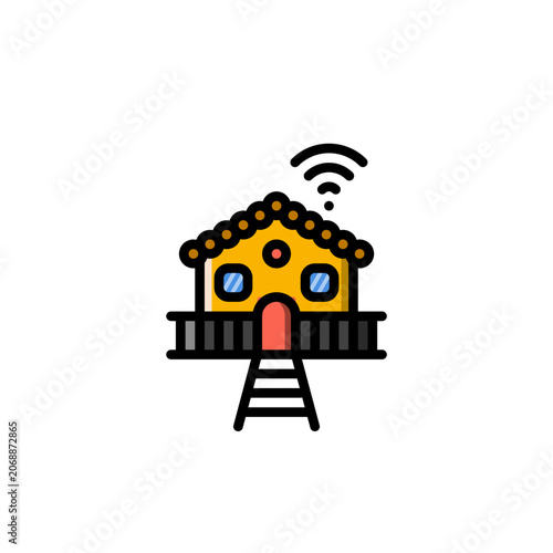 Home WiFi outline colored icon and illustration