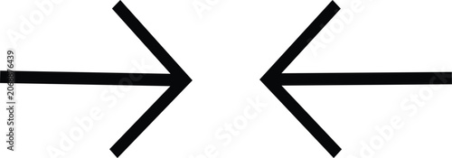 Canvastavla Pair of opposing arrows pointing inward facing each other in black line style