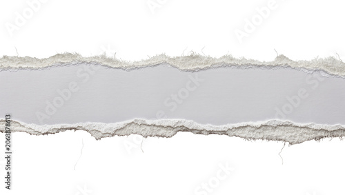 Fotografía Rough torn white paper strip with frayed edges, isolated on transparent backgrou