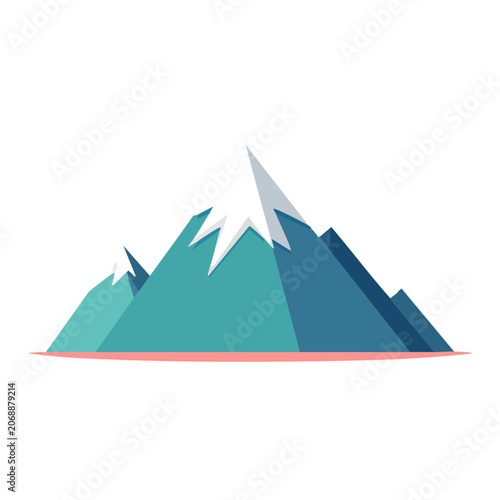 Flat design mountain peak with snow