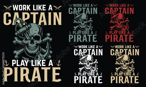 Konstfotografi Pirate Skull EPS, Pirate Ship VECTOR, Treasure Chest EPS, Pirate Hat VECTOR, Par