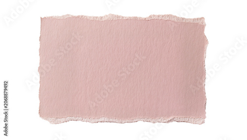 Rough pink paper fragment with torn edges, isolated on transparent background