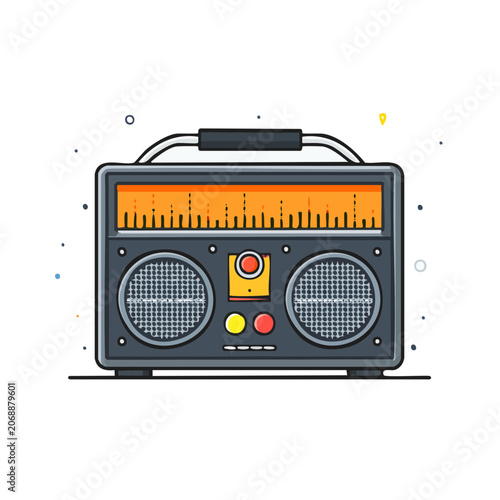 Retro Boombox Flat Vector Illustration