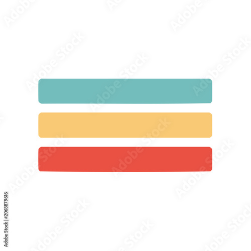 Three horizontal colored bars in flat design