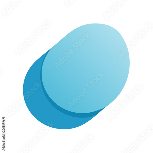 Abstract blue geometric shape with shadow