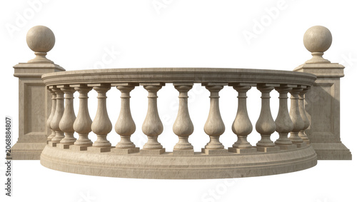 Canvastavla Ornate stone balustrade with spherical finials, isolated on transparent backgrou