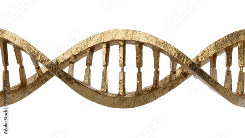 Картината върху платно Textured golden DNA helix structure, isolated on transparent background