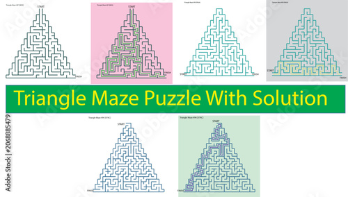 Tableau sur toile triangle maze puzzle with solution for kids and adults  brain teaser game