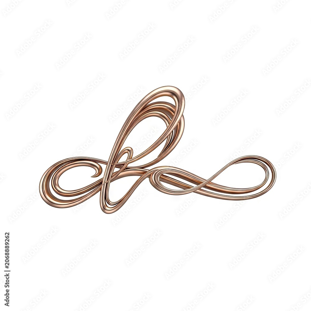 Naklejka premium Abstract Copper Wire Sculpture on White Background.