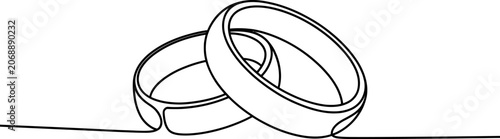 Canvastavla Continuous single line drawing of two connected wedding rings representing love