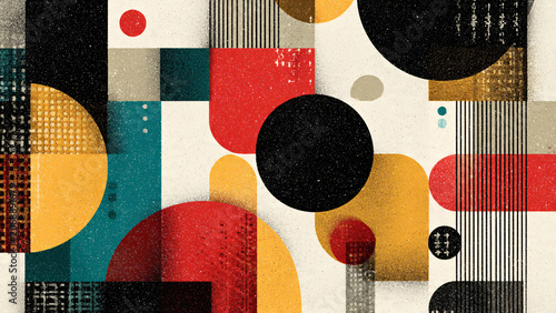 Abstract geometric patterns in vibrant colors, like a graphic painting.