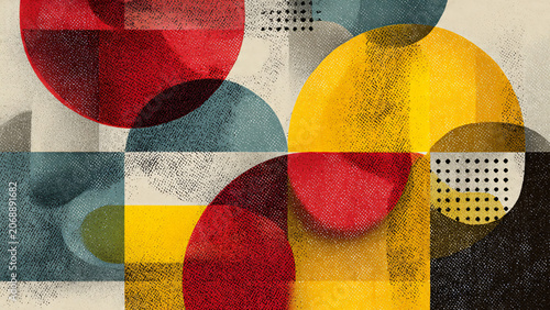 Abstract geometric patterns in vibrant colors, like a graphic painting.