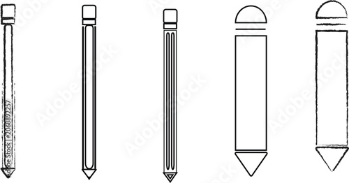 Φωτογραφία Minimalist black and white pencil icon set with various lead widths and outline