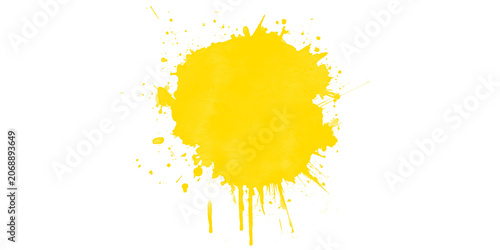 Tableau sur toile Yellow paint splash isolated on transparent background