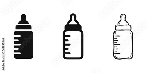 Fotografía Baby bottle icon set, vector illustration
