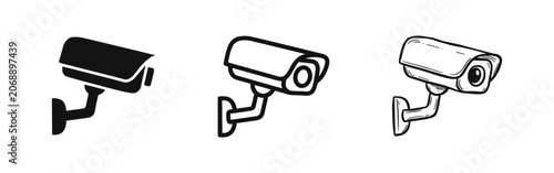 Fotografie CCTV security camera icon set, surveillance equipment