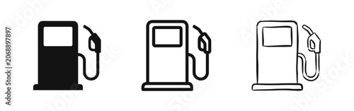 Bild auf Leinwand Gas station fuel pump icon set, petrol station dispenser symbols in solid, line,