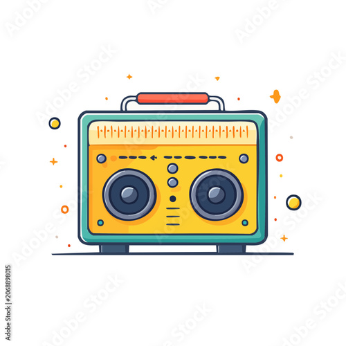 Retro Portable Boombox Vector Illustration