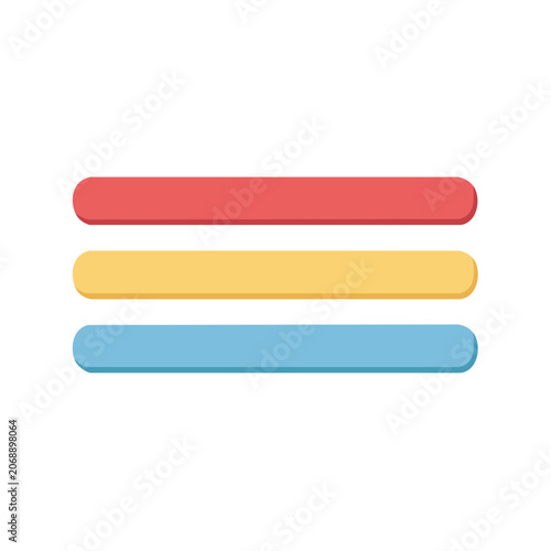 Three colorful horizontal bars in flat design