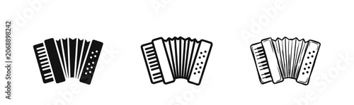 Φωτογραφία Accordion Musical Instrument Icon Set in Three Styles