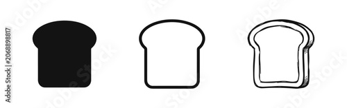 Foto Set of slice of bread icons, solid, outline, and sketch style