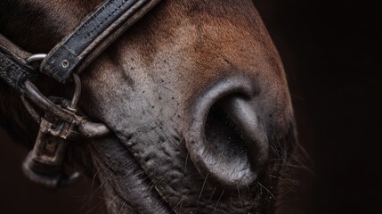 Horse Muzzle Close Up Nostril Skin Texture Leather Bridle Equine Portrait Photography Detail