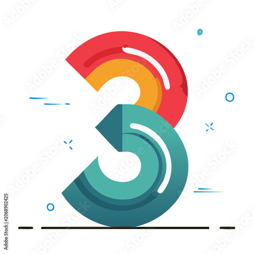 Stylized Number 3 Icon