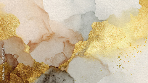 watercolor texture with subtle metallic gold accents, soft gradients, premium luxury composition