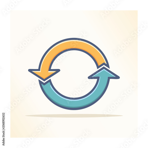 Circular refresh arrows icon with flat design style