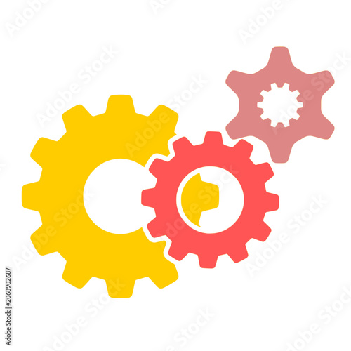 Modern flat style connected mechanism wheels for tech settings and configuration
