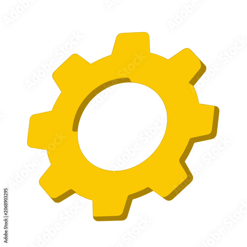 Gold mechanical cogwheel symbol for option configuration and technical settings