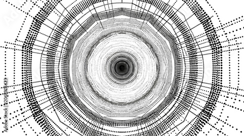 Принти на полотні Abstract tunnel vision depth perception optical illusion geometric shapes digital art modern background technology science concept